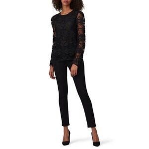 Stevie May pleasant surprise black lace long sleeve puff sleeve blouse size XS